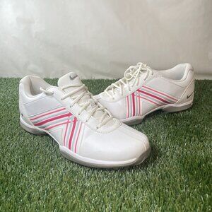 Nike white and pink womens leather golf shoes 7.5